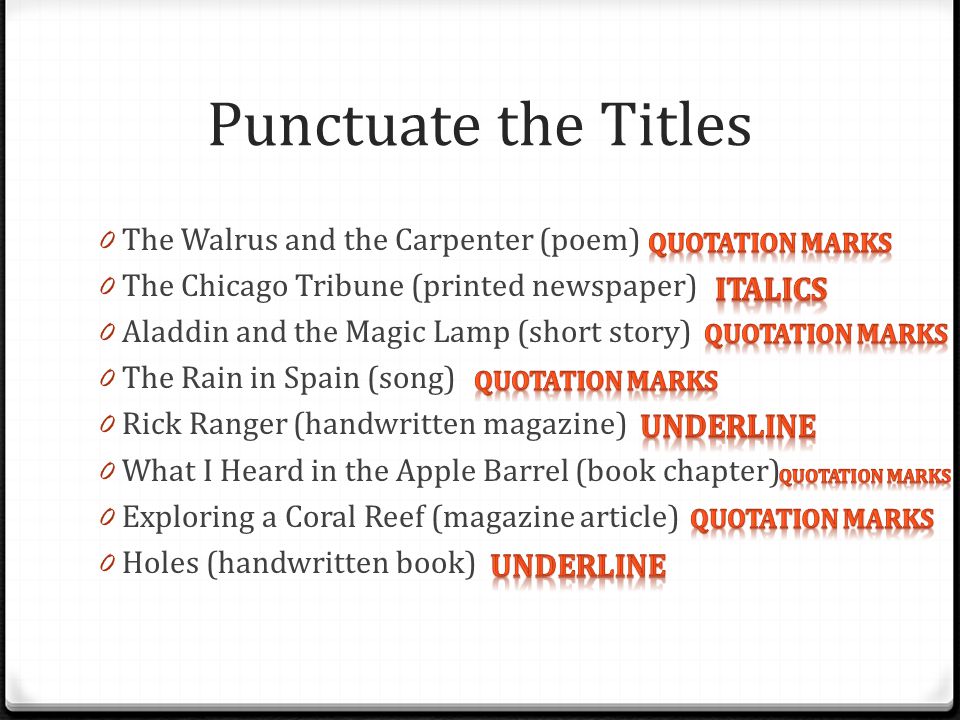 Punctuating a title in an essay